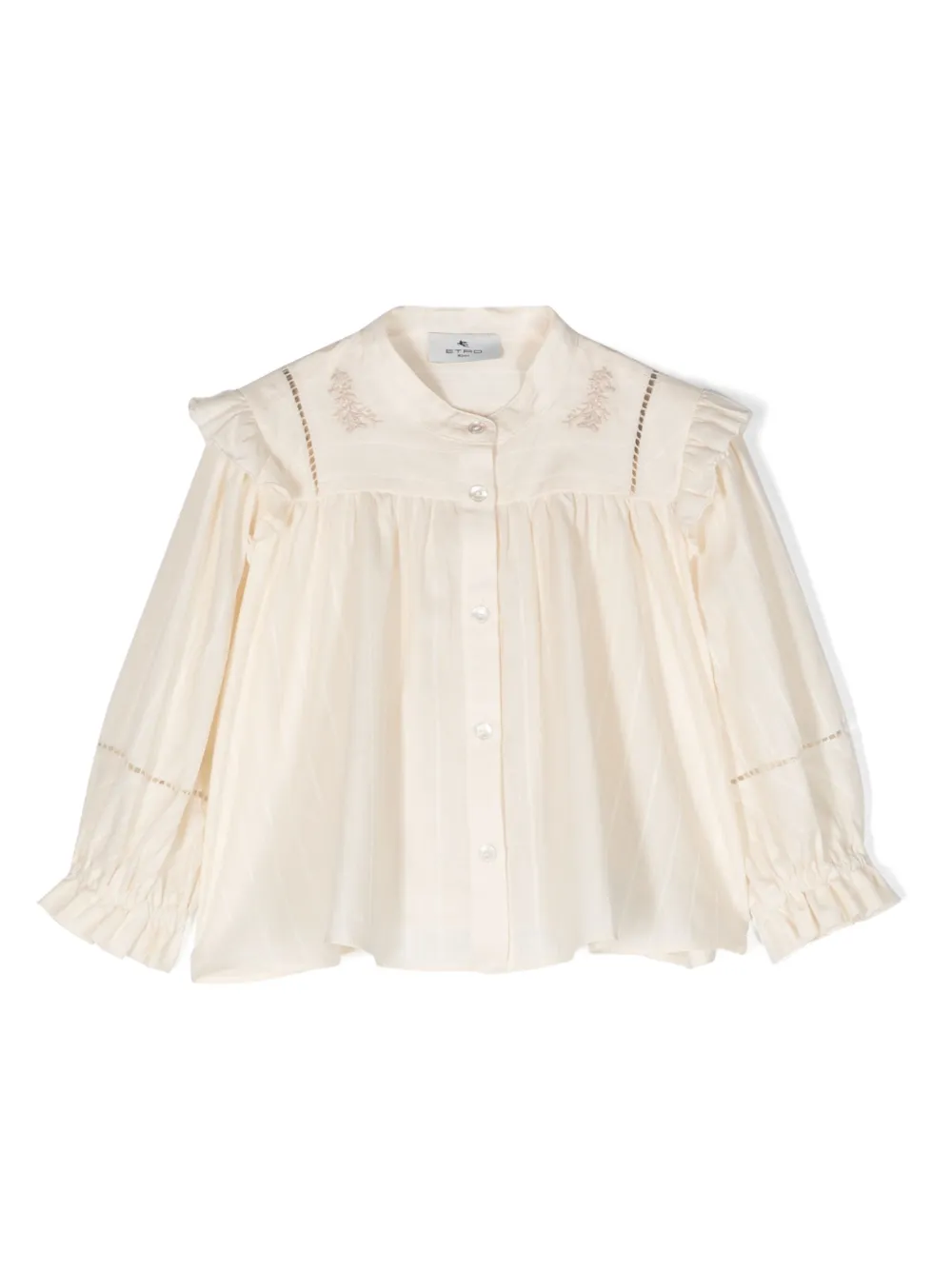 

Блузка с воротником-стойкой и оборками ETRO KIDS, нейтральный