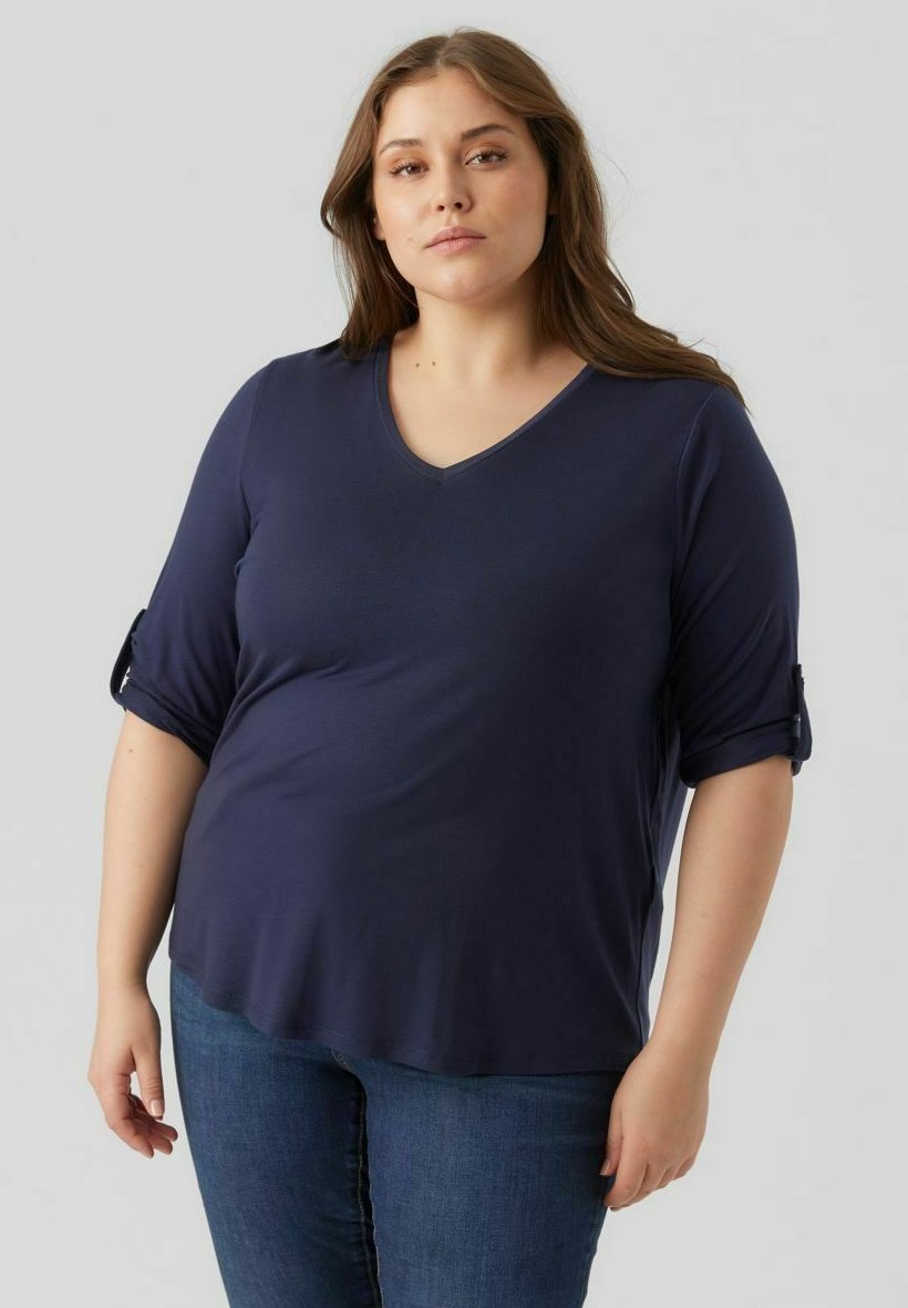 

Топ с длинными рукавами CURVE OBERTEIL Vero Moda Curve, темно-синий