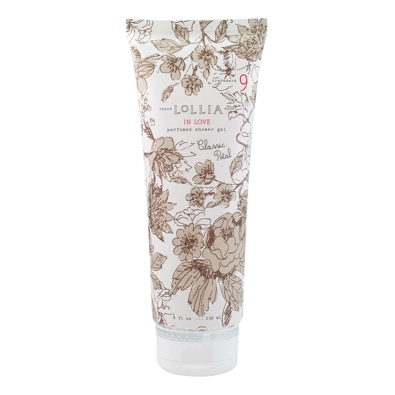 Гель для душа LOLLIA In Love, 237 мл, аромат Classic Petals с нотками яблоневого цвета, жасмина и живой розы, увлажняющее средство с маслом ши для ухода за телом, As shown Picture
