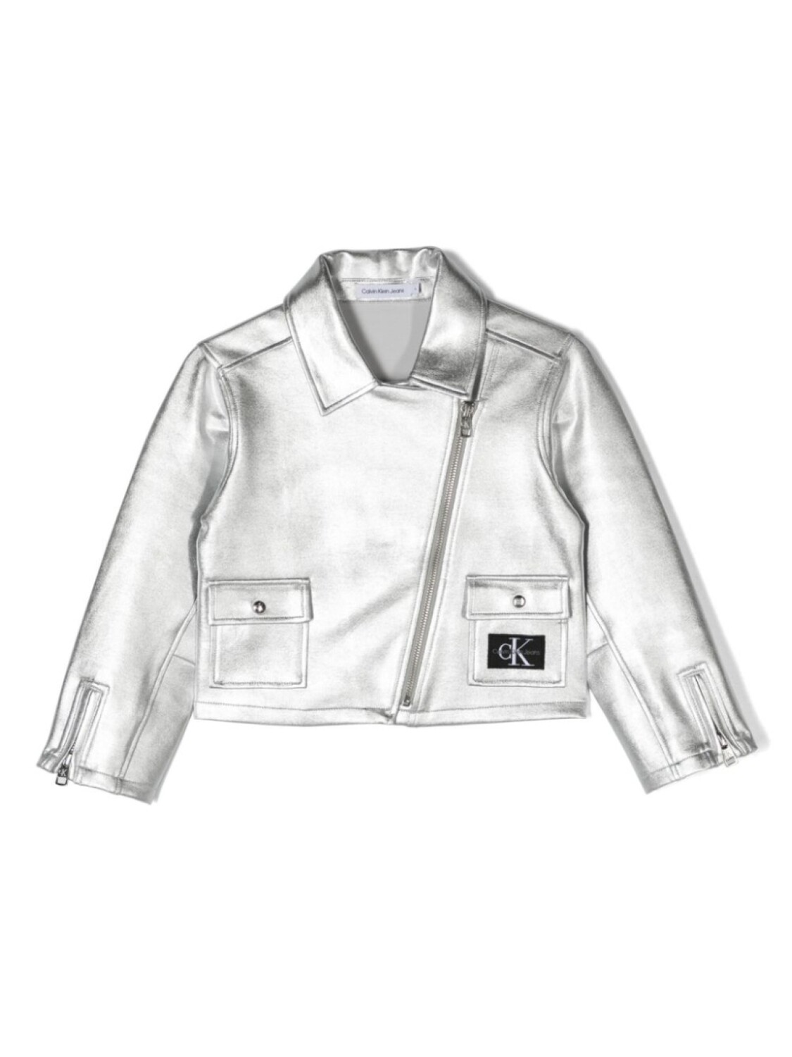 

Байкерская куртка с эффектом металлик Calvin Klein Kids, серебряный