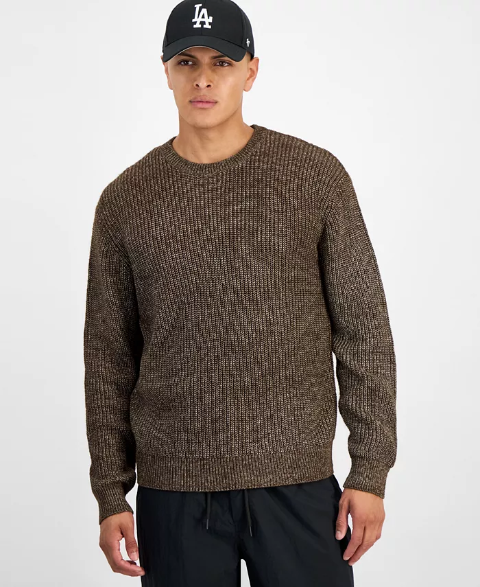 

Мужской свитер с длинным рукавом свободного кроя с круглым вырезом, созданный для Macy's Mode Of One, коричневый