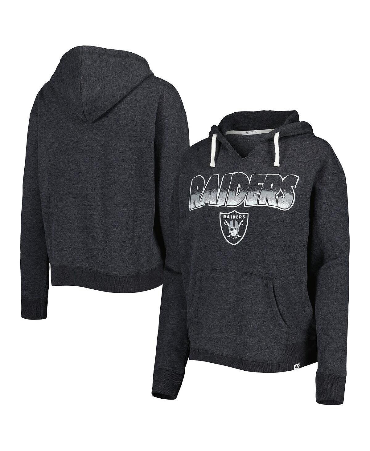 

Женский черный пуловер с капюшоном Las Vegas Raiders Color Rise Kennedy Notch Neck '47 Brand, черный