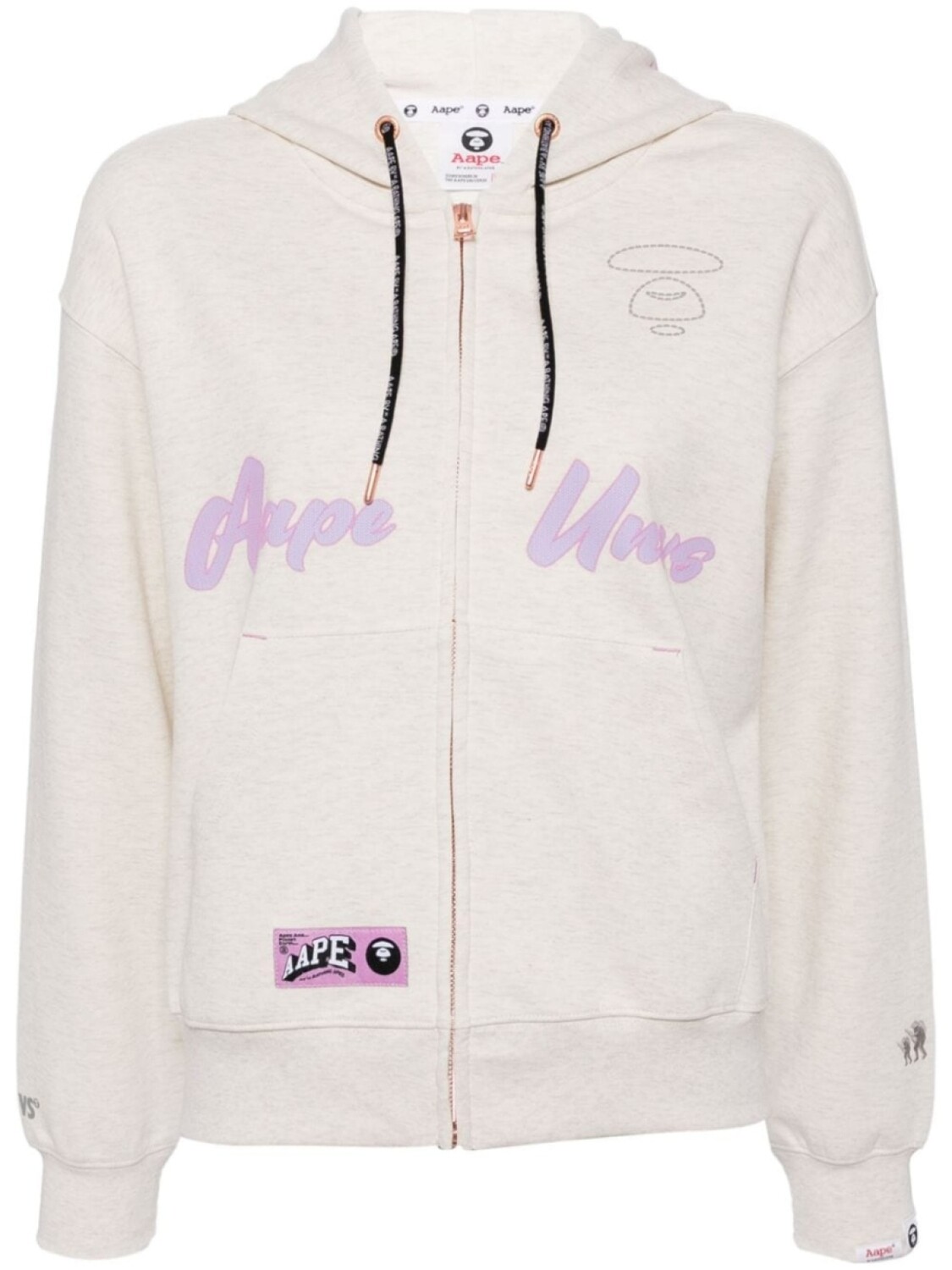 

AAPE BY *A BATHING APE куртка с капюшоном и тисненым логотипом, серый