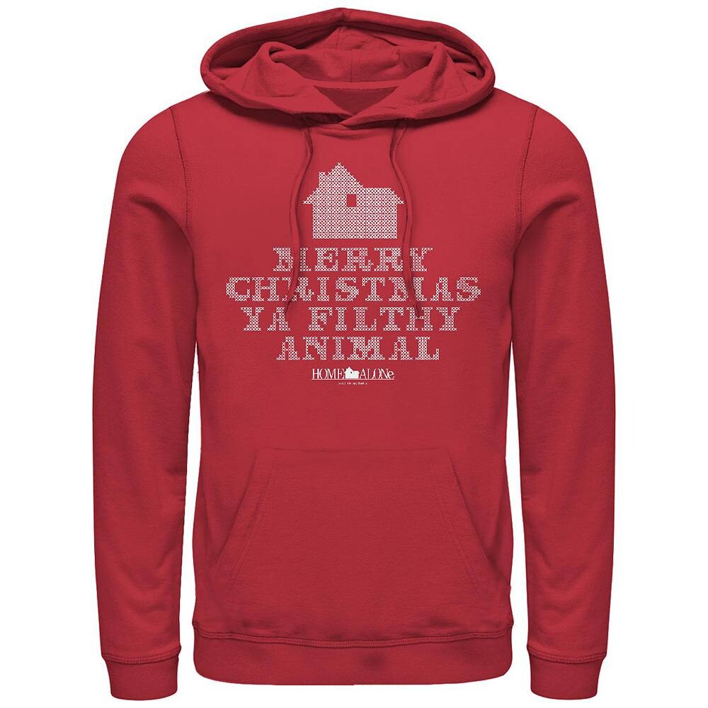 

Толстовка с рисунком Big & Tall Home Alone Merry Christmas Ya Filthy Animal, вышитая крестиком Licensed Character, красный
