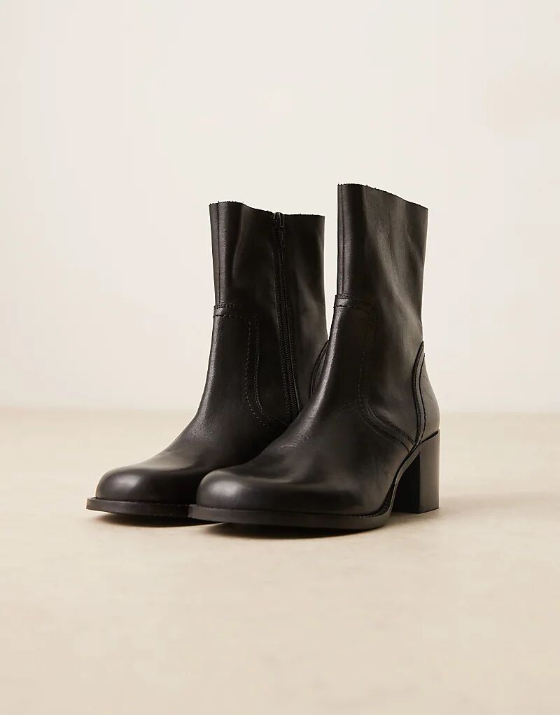 Ботильоны Rory из кожи с круглым носком и каблуком, черные, ASOS DESIGN — фото 2