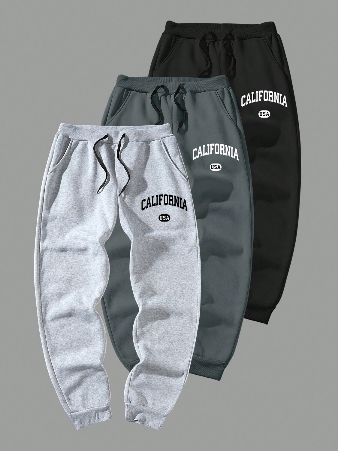 

Мужские брюки-джоггеры, с буквенным узором, на талии на шнурке, 3 шт Manfinity, мультиколор