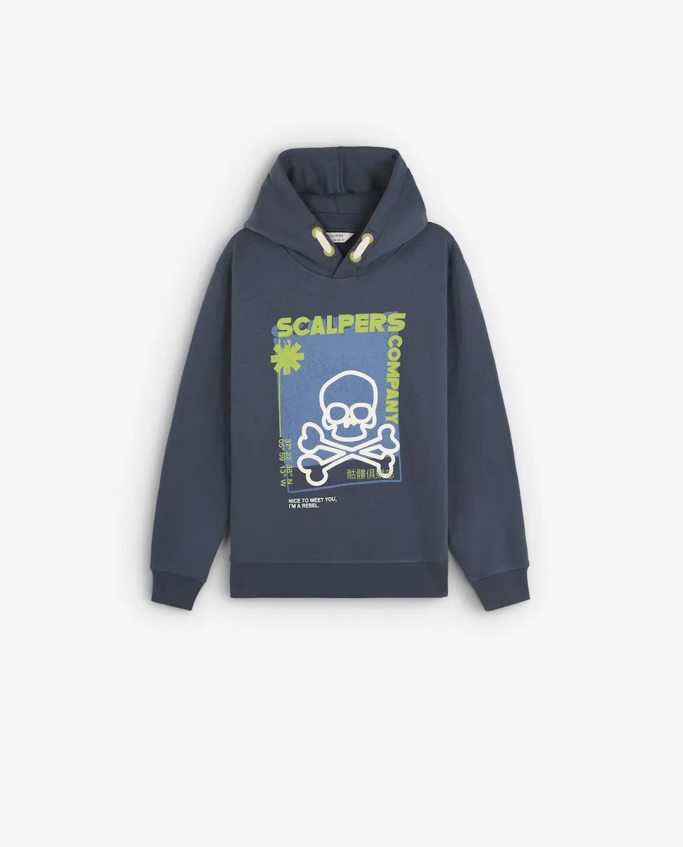 

Детская толстовка с капюшоном и рисунком на груди Scalpers, синий