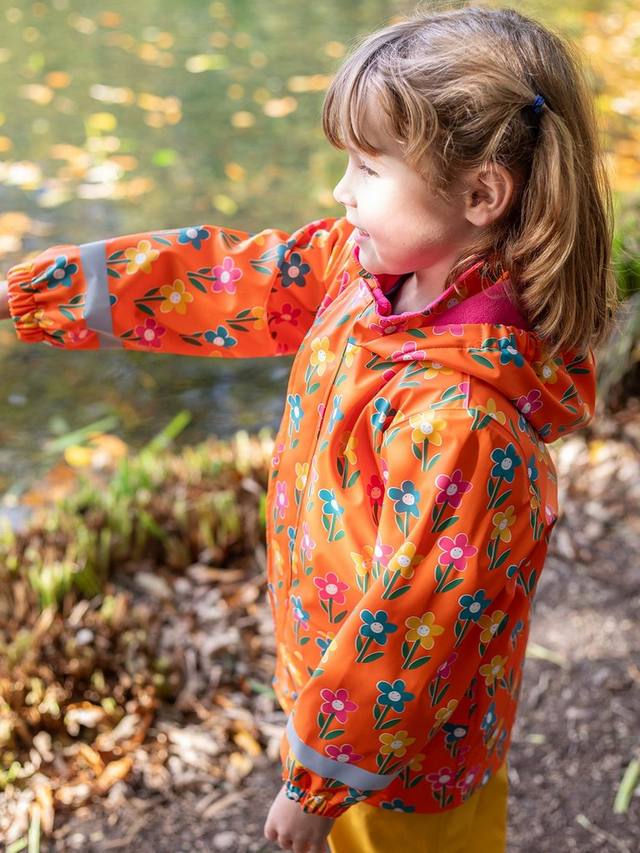 Детское пальто Puddle Buster с цветочным принтом Frugi, Orange/Multi — фото 4
