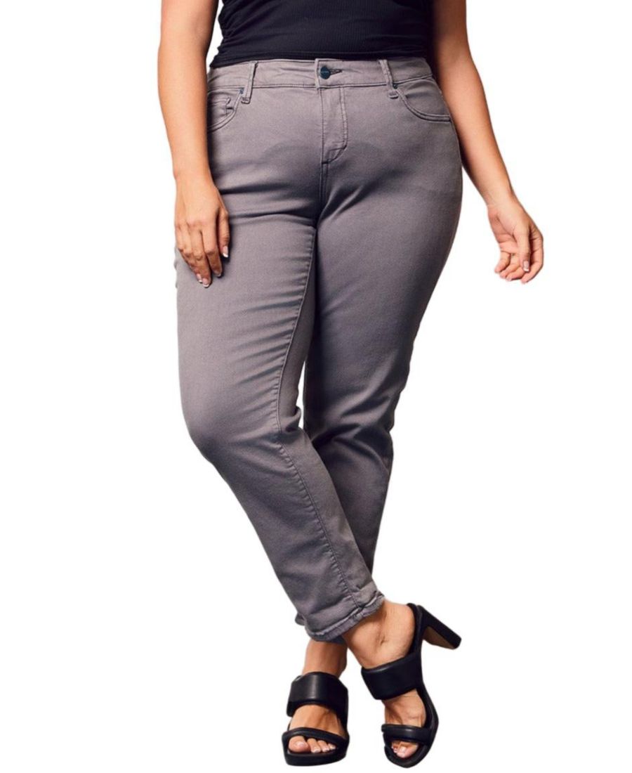 

Женские брюки-бойфренды со средней посадкой, длина внутреннего шва 25,5 дюймов, серый цвет SLINK Jeans, Grey