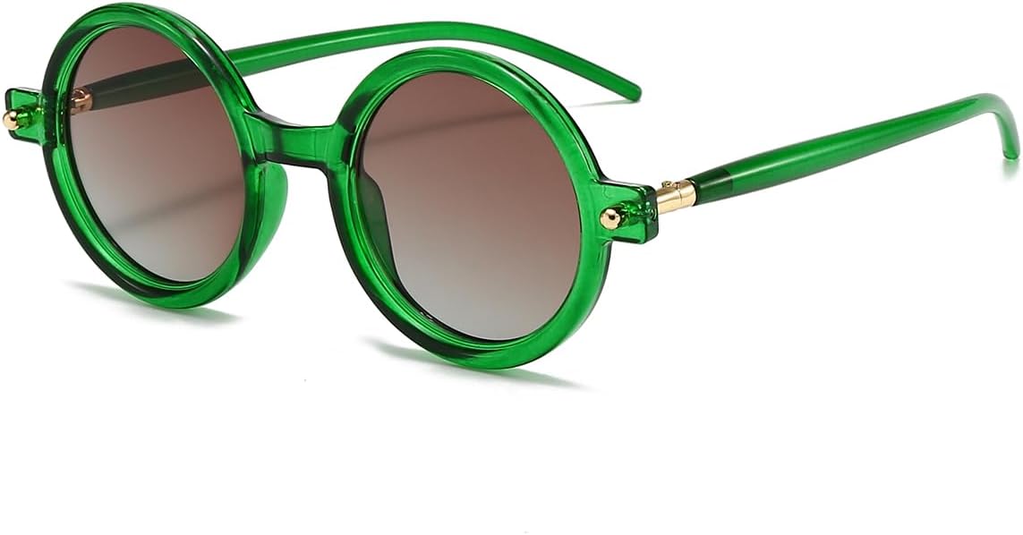 

Солнцезащитные очки JOVAKIT поляризованные ретро-круглые для женщин и мужчин, винтажные, модные, увеличенного размера, защита UV400, 04 Transparent Green/Gradient Brown