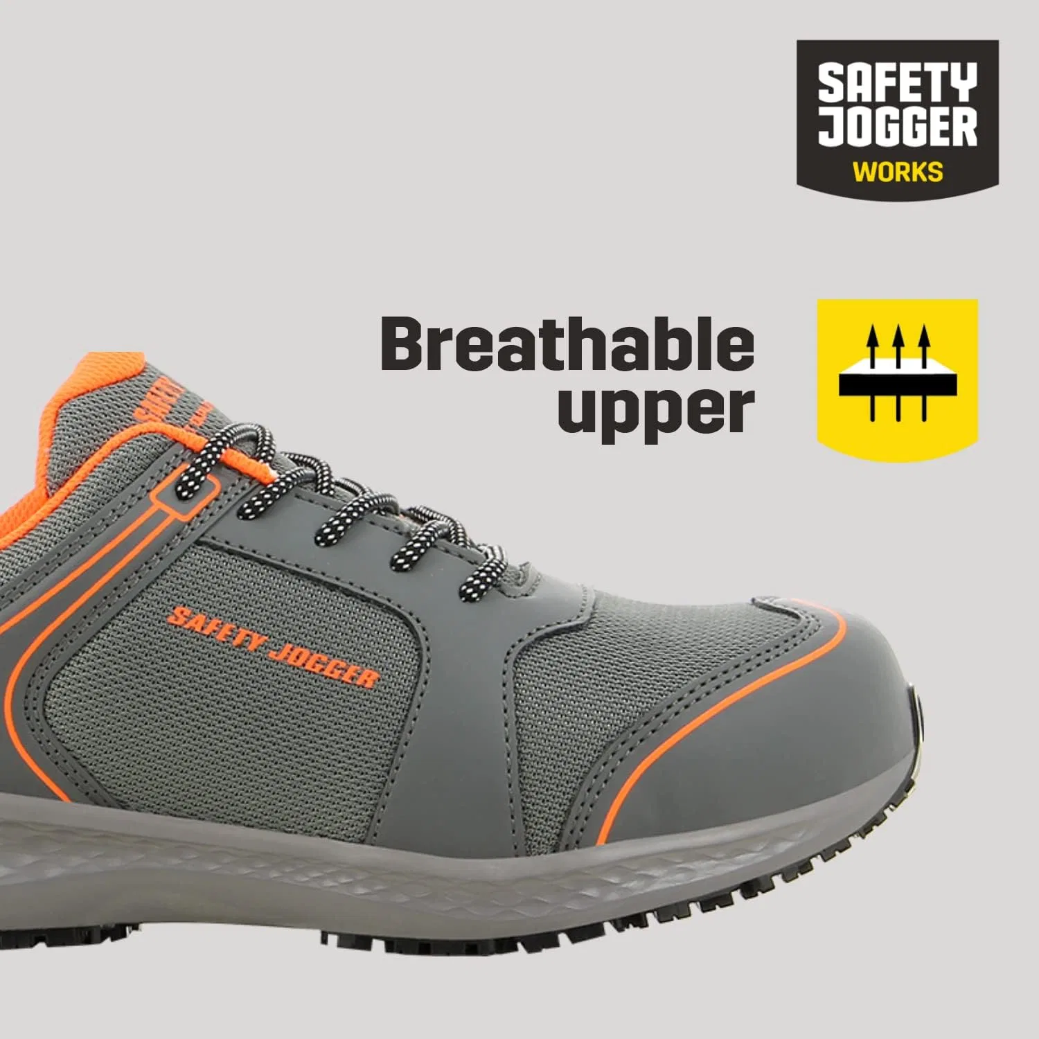 Защитные кроссовки SAFETY JOGGER S1 со стальными защитными носками, удобная рабочая обувь для мужчин и женщин, Balto, нескользящая и легкая защитная обувь, идеально подходит для логистики и промышленности, Light Grey — фото 2
