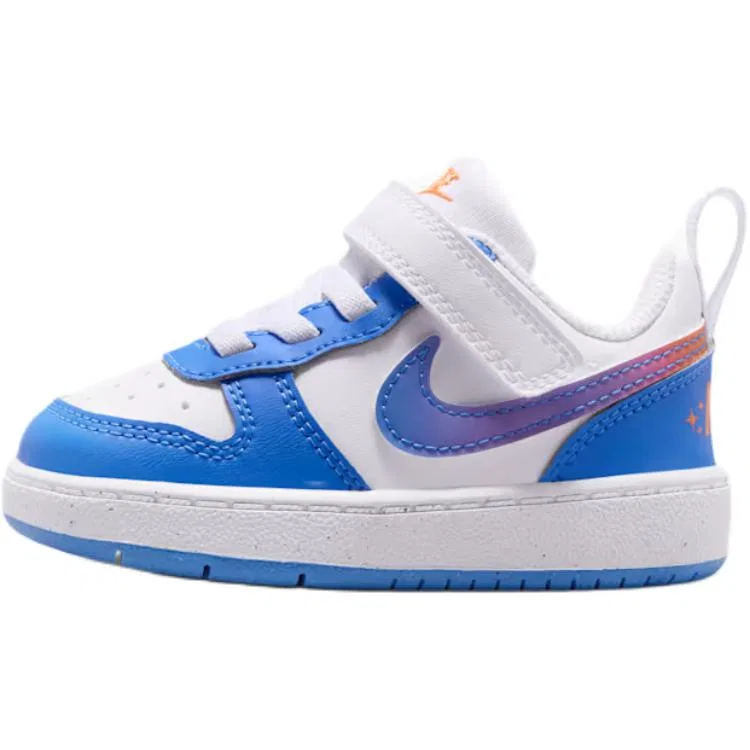 Кроссовки Court Borough из искусственной кожи, низкие, удобные, для малышей, White Blue Nike