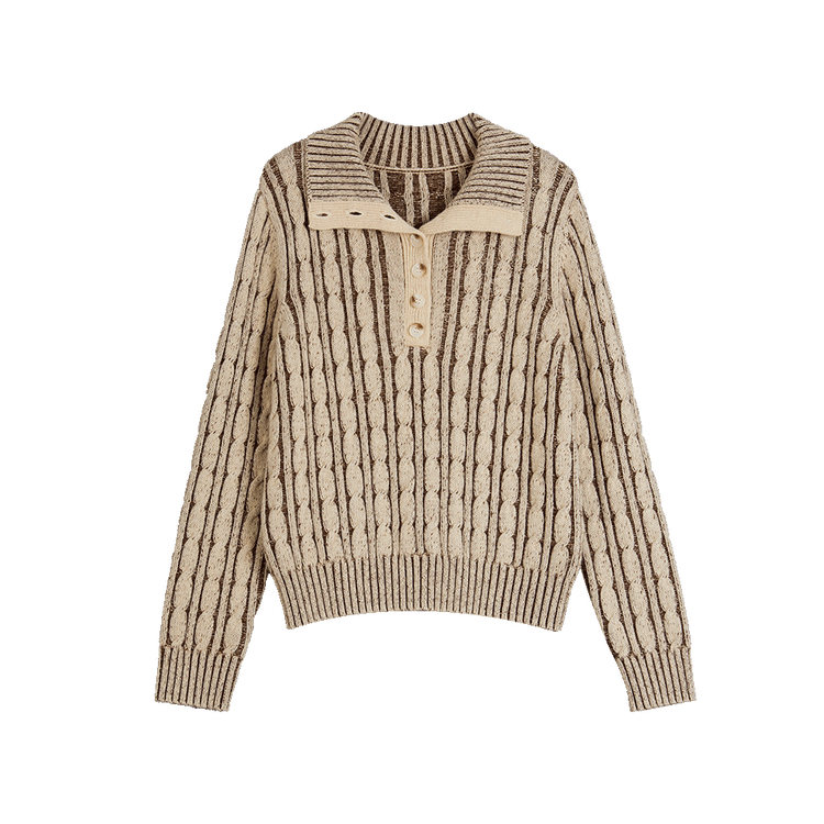 

ELLE Свитер Women's Coffee Lapel Moderate Others