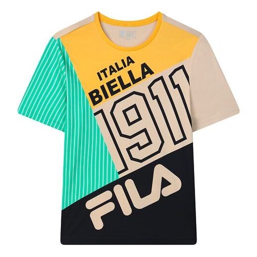 

Футболка contrast color stitching logo short sleeve blue Fila, синий
