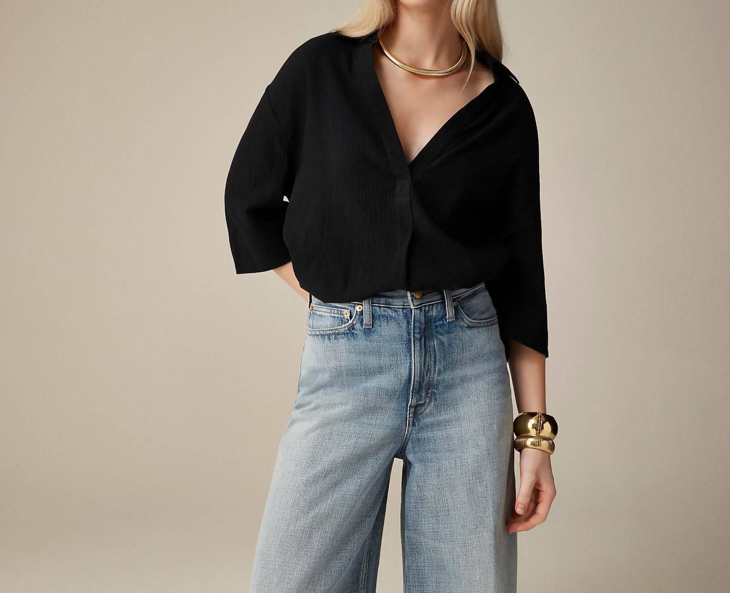 

Рубашка-поповер из воздушной марли черного цвета J.Crew