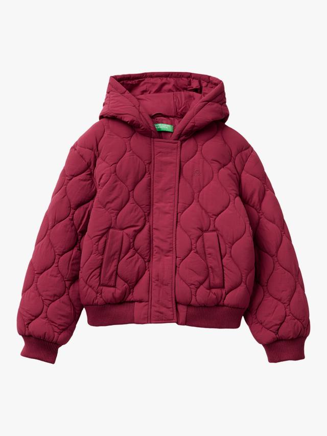 

Детская стёганая куртка с капюшоном из крепа Benetton, Red