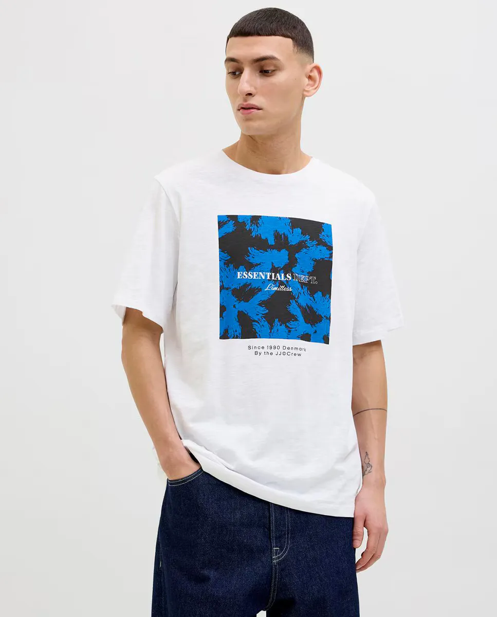 

Мужская футболка с коротким рукавом и рисунком спереди Jack & Jones, белый