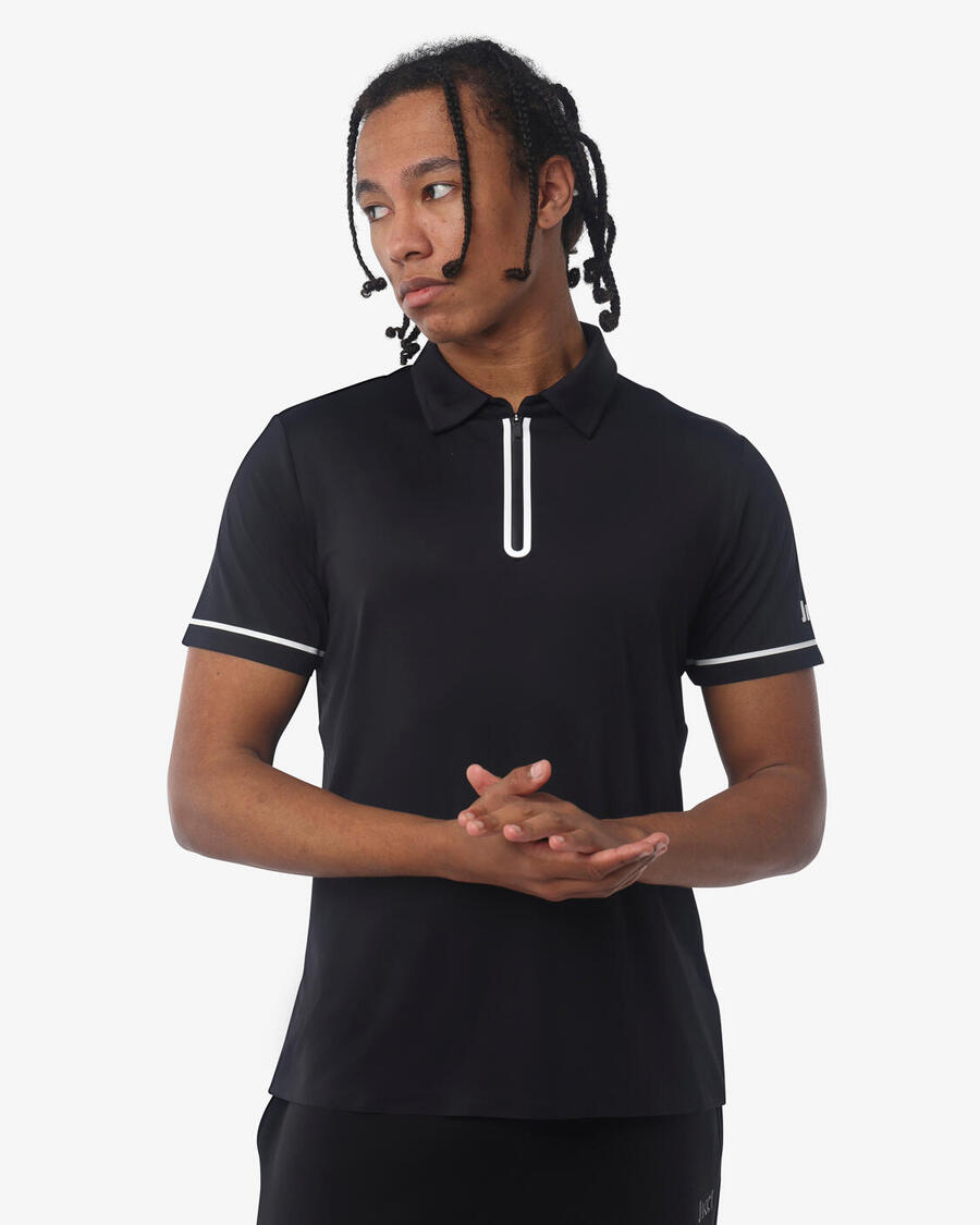 

JAKED Черная мужская рубашка-поло из синтетического материала для фитнеса