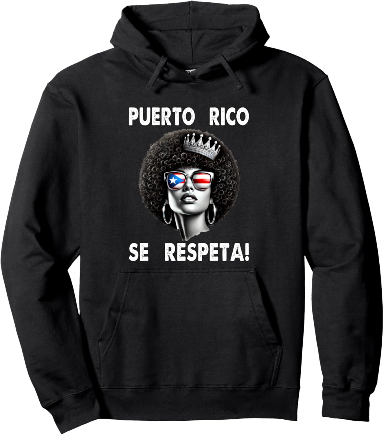 

Толстовка с капюшоном Puerto Rico Se Respeta Afro Boricua Queen Crown Flag Puerto Rico Se Respeta Collection, More Here, черный