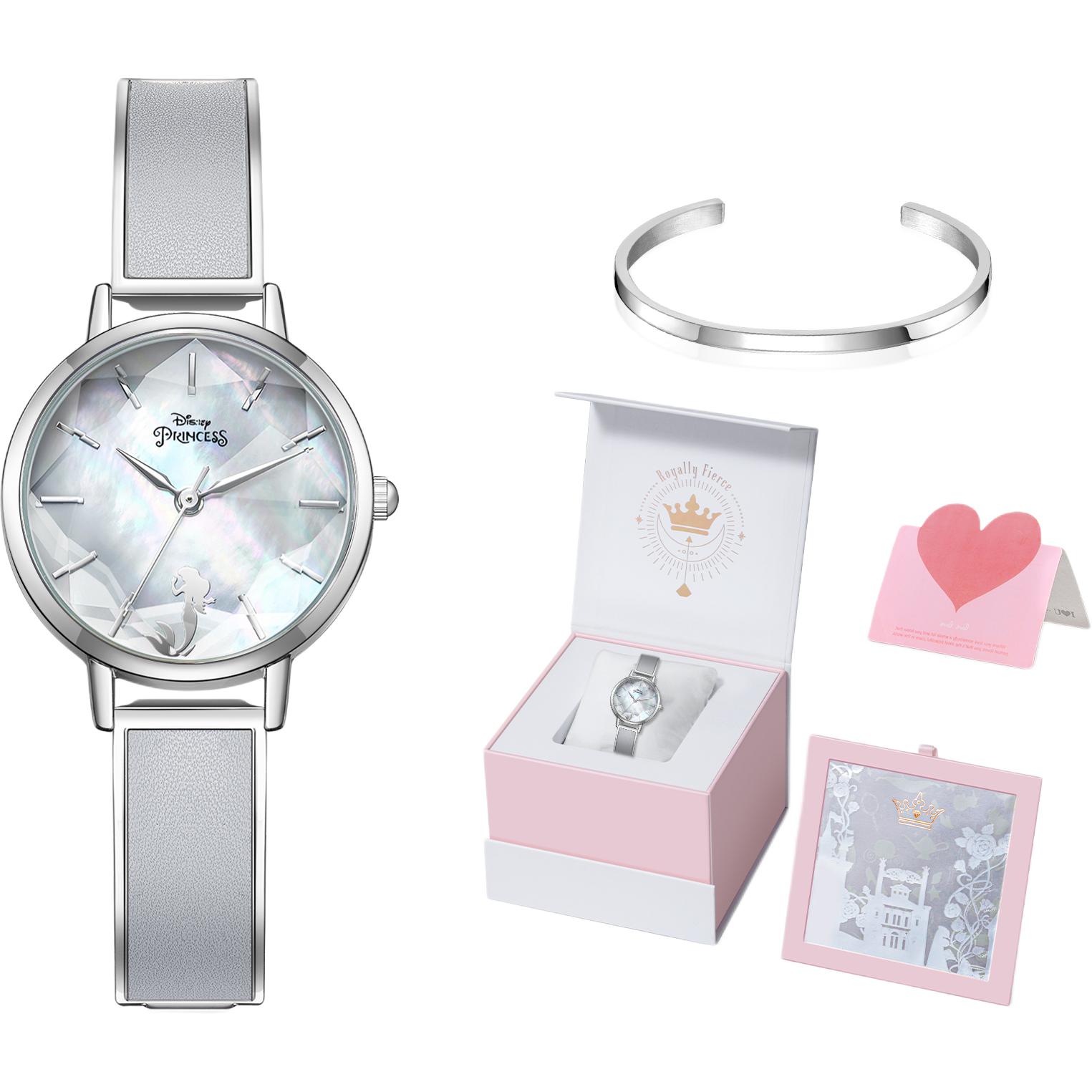 

Disney Часы Princess Fashion Watch Quartz Movement Alloy Strap Watch Women's Watch Mother of Pearl Color Watch Dial, Dreamy Mermaid[Brand Collaboration Box & Shopping Bag Included]