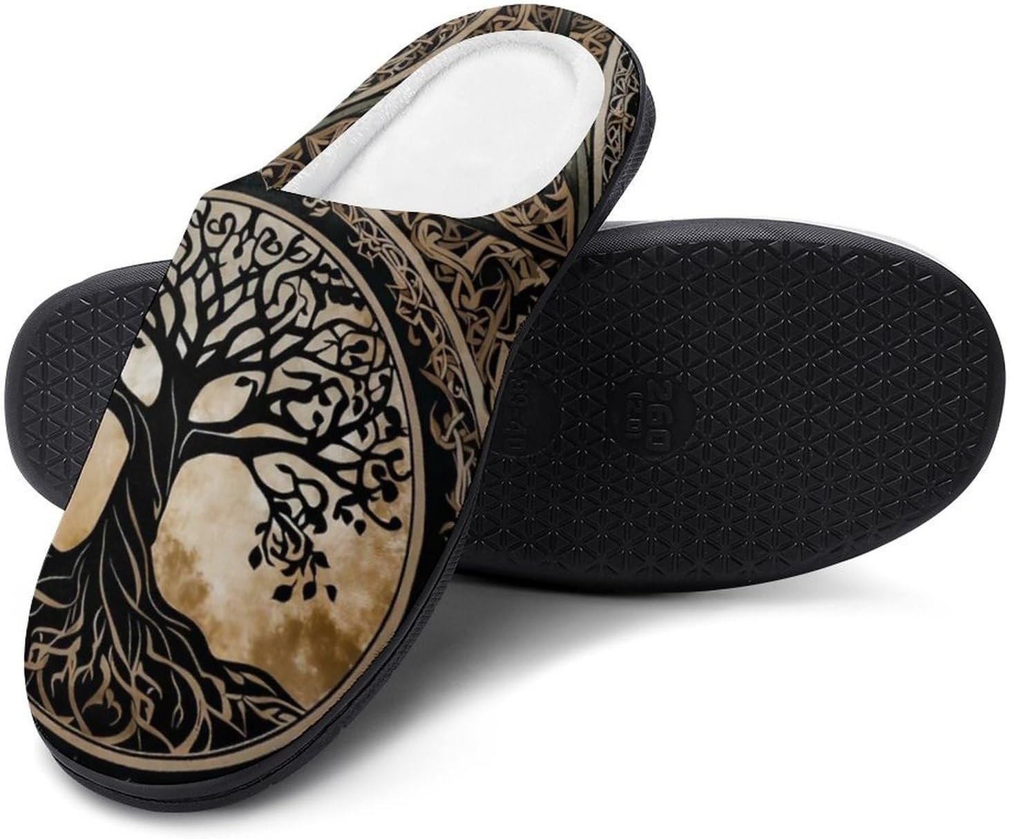 

Тапочки YXHZYHY в среднем стиле с деревом жизни, мужские хлопковые тапочки на застежке, закрытые носки, мягкая домашняя обувь, Tree of Life B