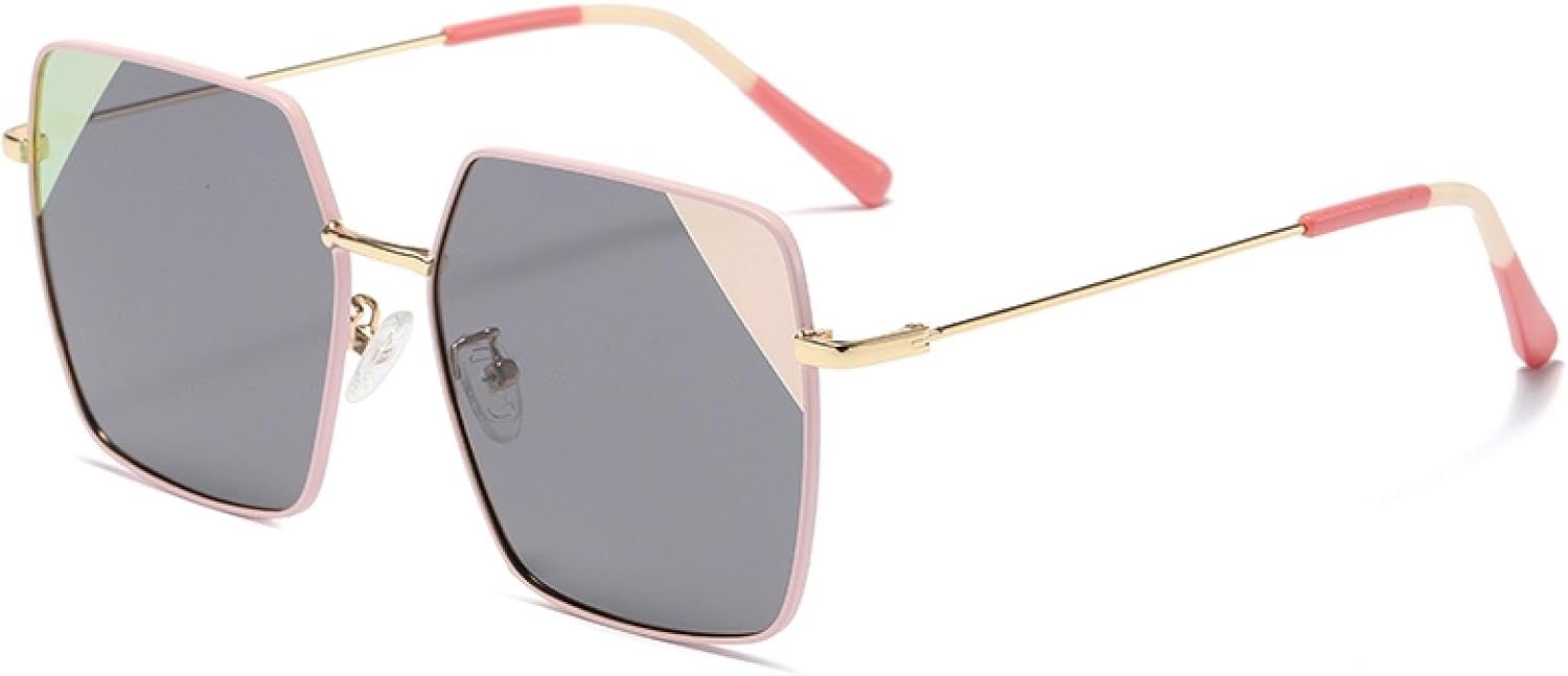 

Женские поляризованные солнцезащитные очки, мужские солнцезащитные очки UV400 с металлическим корпусом, большая оправа, для кемпинга, пляжа, вечеринок VFDHN, Gold Pink Gray