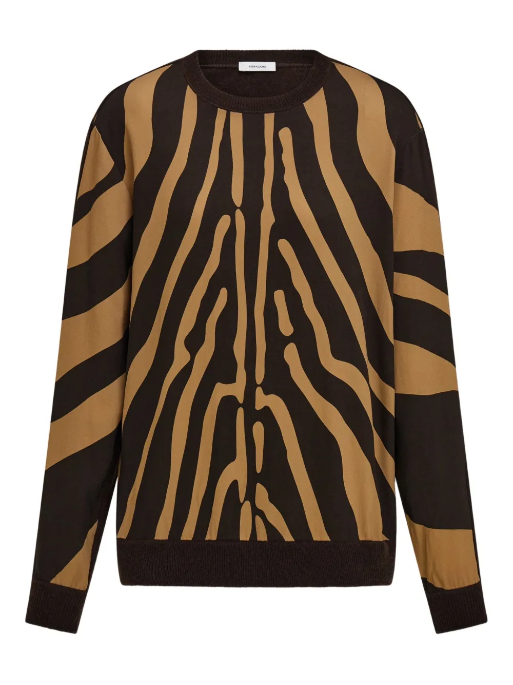 

Свитер с панелями с анималистичным принтом Ferragamo, коричневый