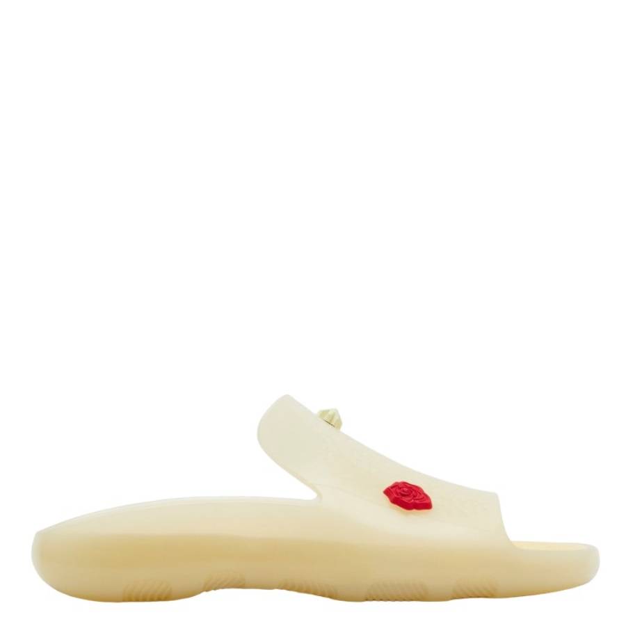 Burberry Embellished Logo Slides, Marshmallow