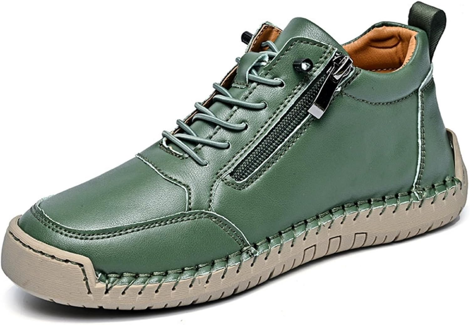 

Женские ботильоны с боковой молнией, слипоны на платформе, противоскользящие кроссовки для бега и тенниса, винтажные кожаные лоферы на плоской подошве, удобная легкая обувь для ходьбы Wabkderpu, зеленый