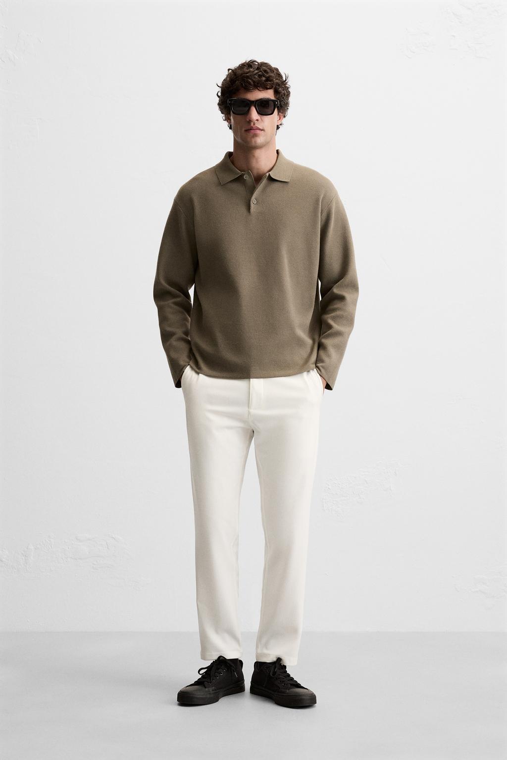 

Текстурированные комфортные брюки ZARA, устрично-белый