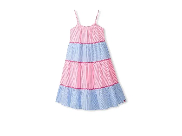 Платье миди на бретелях Mixed Seersucker Strappy Midi Hatley Kids, Strawberry Moon — фото 2
