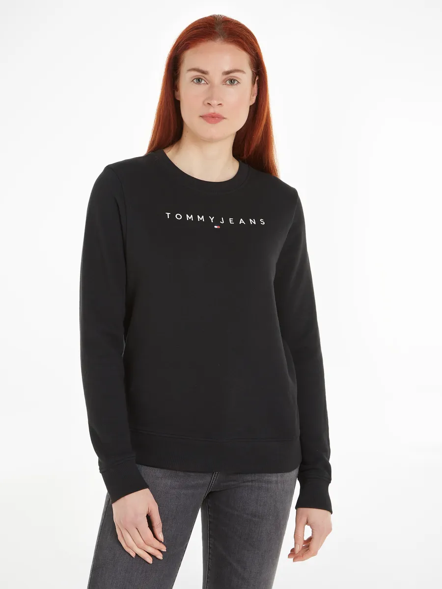 

Толстовка Tommy Jeans "TJW REG LINEAR CREW EXT" с надписью-логотипом, черный