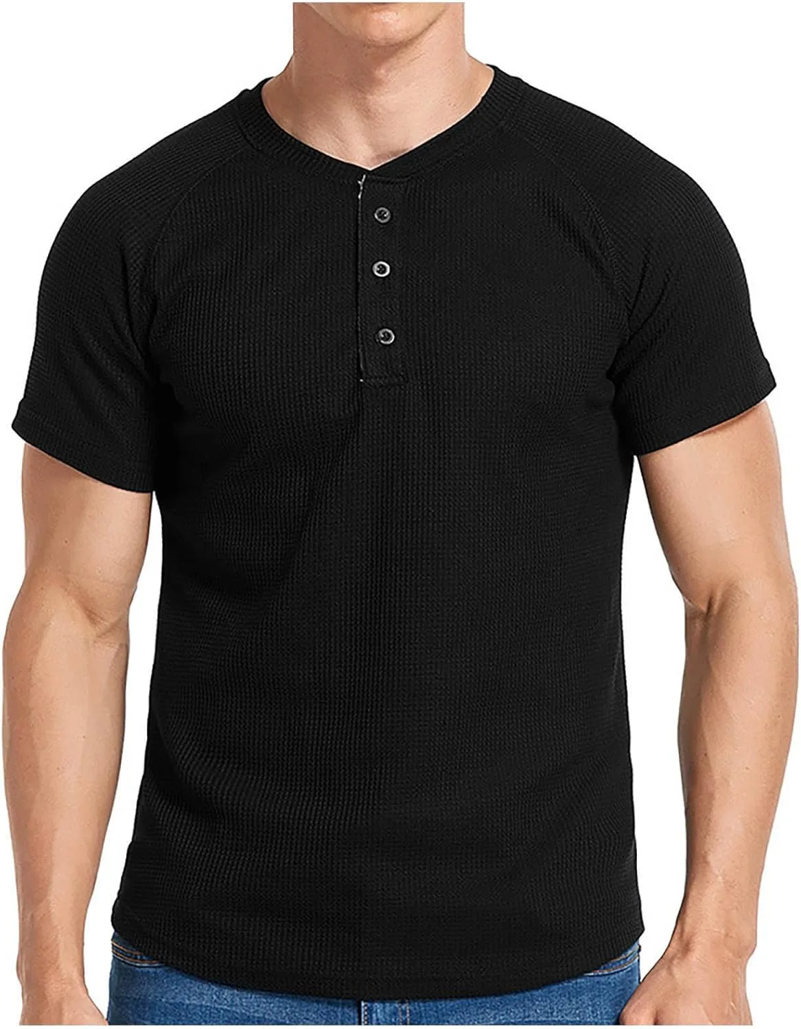 

Мужская футболка хенли с коротким рукавом