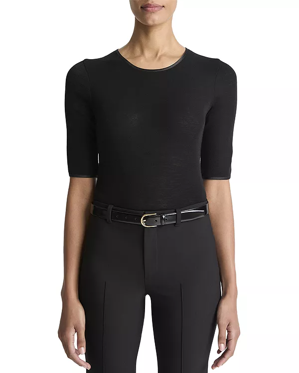 

Шерстяной свитер с круглым вырезом Vince, черный