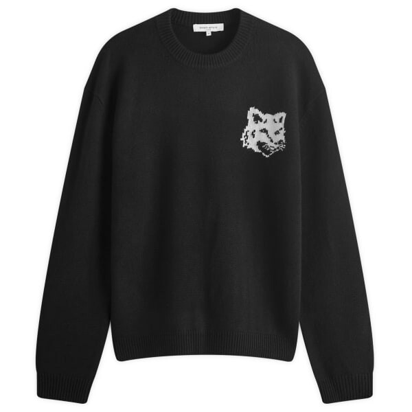 

Джемпер Maison kitsune с круглой горловиной и интарсией в виде головы лисы Maison Kitsuné, черный