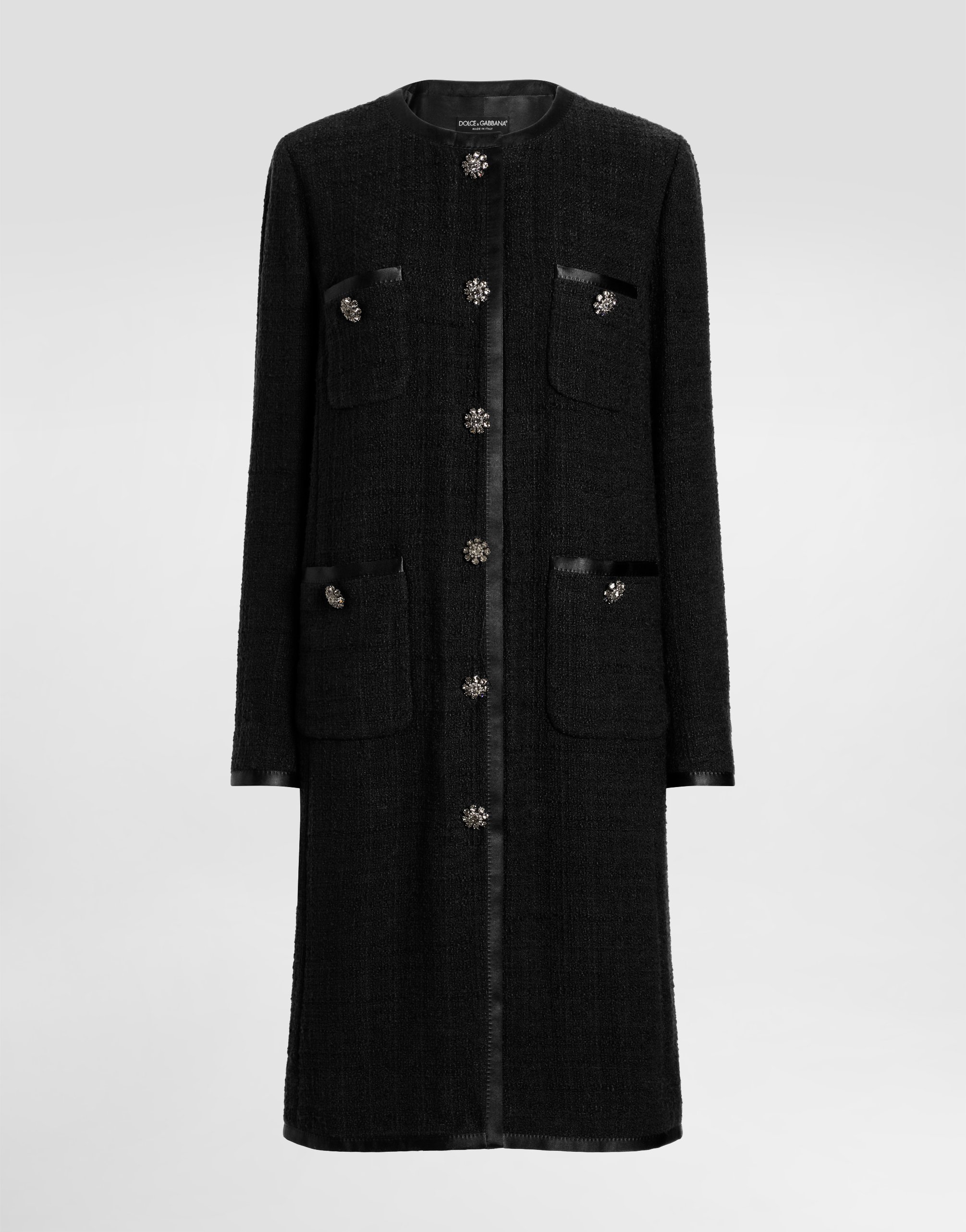 

Однобортное пальто из расшельского твида Dolce & Gabbana, черный