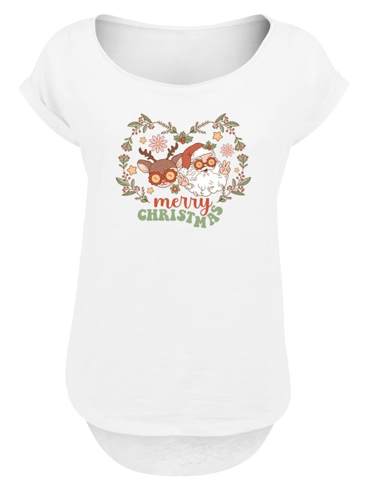 

Футболка F4NT4STIC Long Cut T-Shirt Weihnachten Hippie Santa And Reindeer, белый