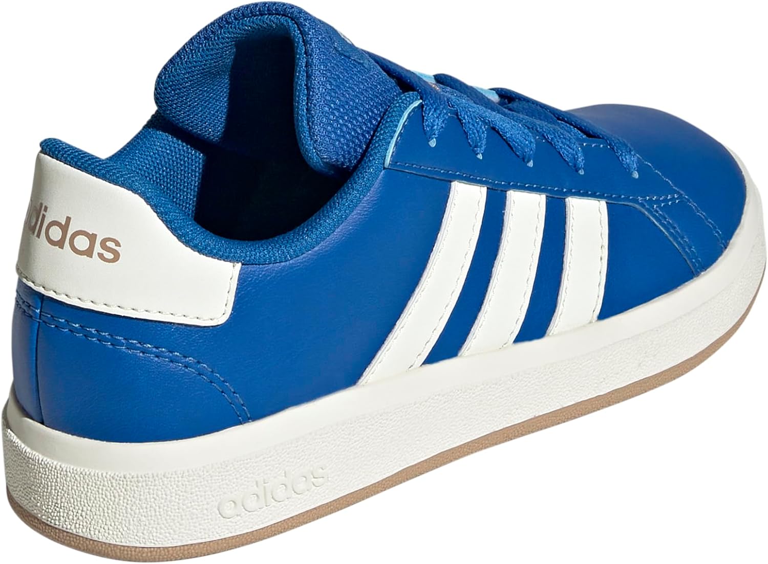 Детские кроссовки Adidas Grand Court 2.0 унисекс с эластичными шнурками и ремешком, слоновая кость/ярко-аквамариновый — фото 2