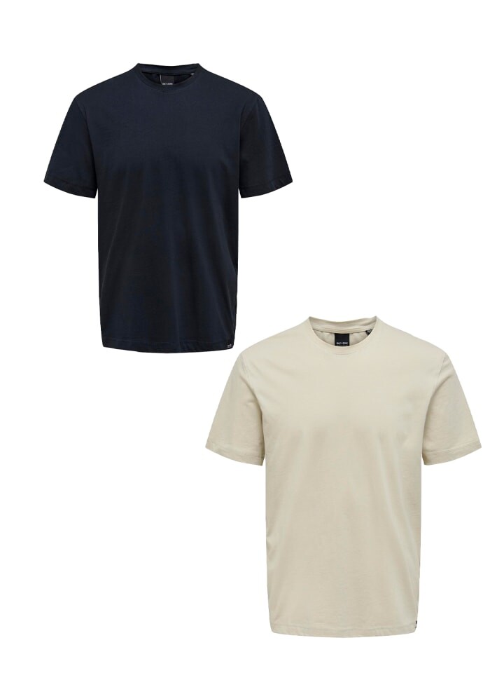 

Футболка Only&Sons 2er Set Rundhals Kurzarm, цвет dunkelblau-beige