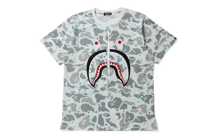 Футболка Bape Space Camo Shark A BATHING APE, серый камуфляж — фото 4