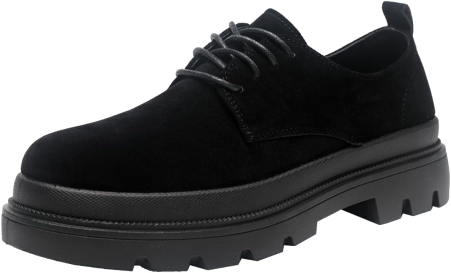 

Мужские классические оксфорды из замши с массивной противоскользящей подошвой для делового повседневного стиля, удобные с круглым носком для повседневной носки Kelibasi, черный