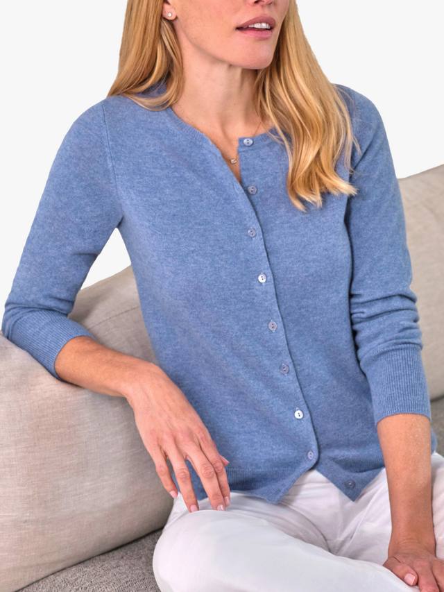 

Кардиган из чистого кашемира с круглым вырезом Pure Collection, Blue