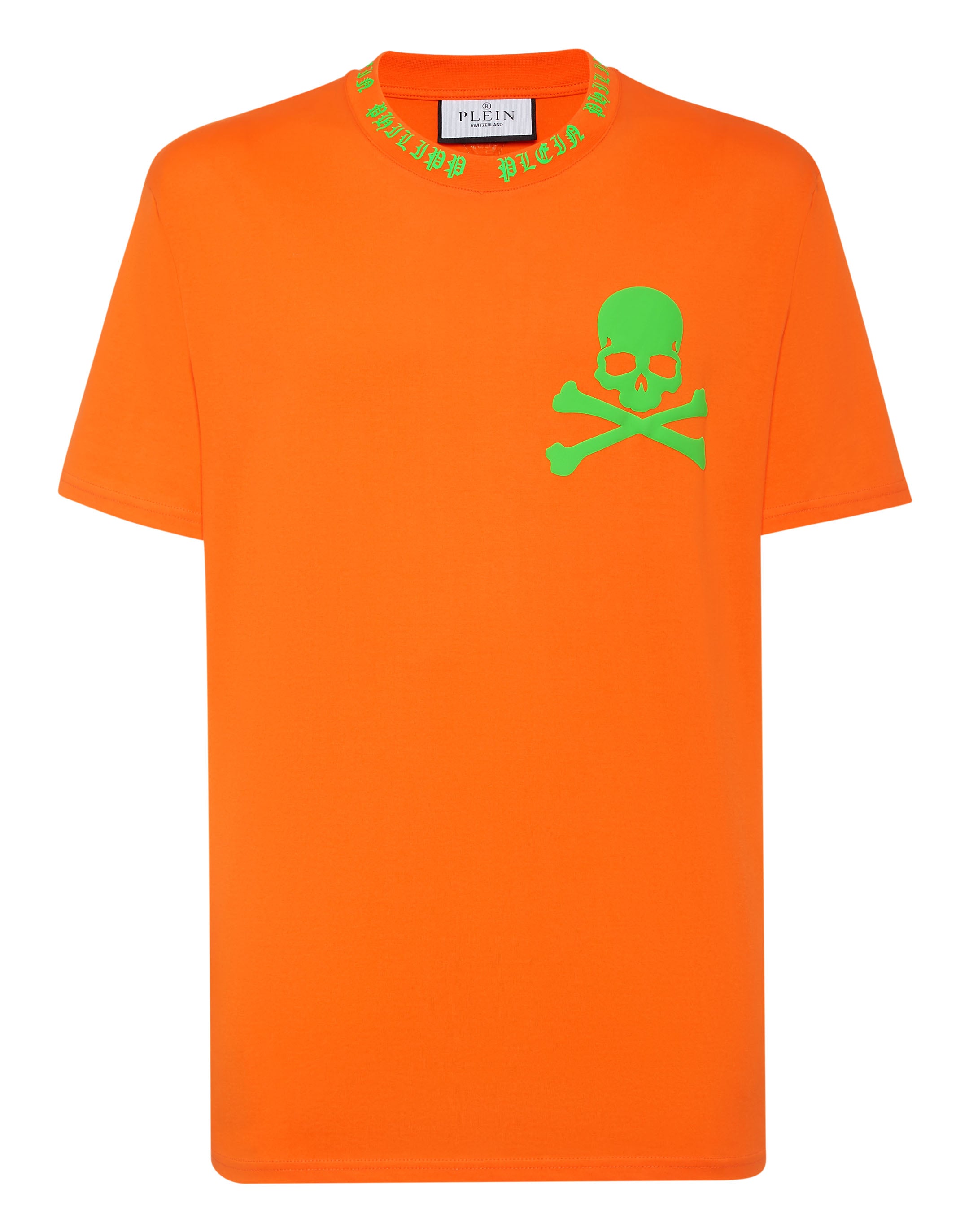 

Футболка с круглым вырезом SS Skull&Bones PHILIPP PLEIN, цвет orange fluo