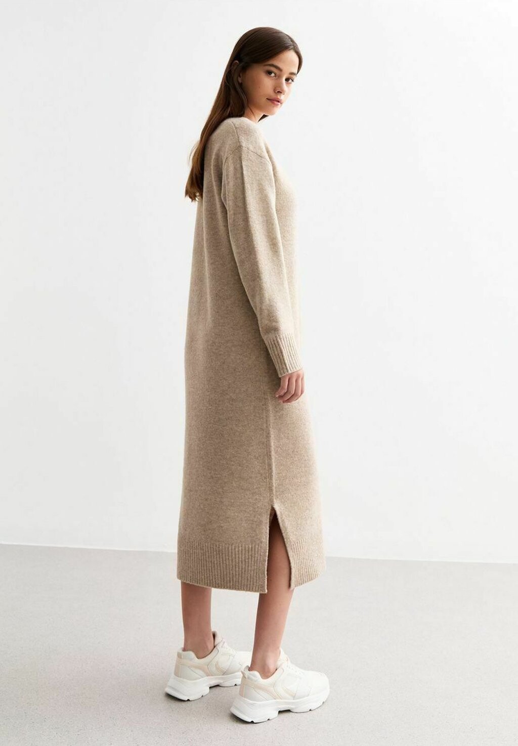 

Платье-джемпер V NECK MIDI New Look, бежевый