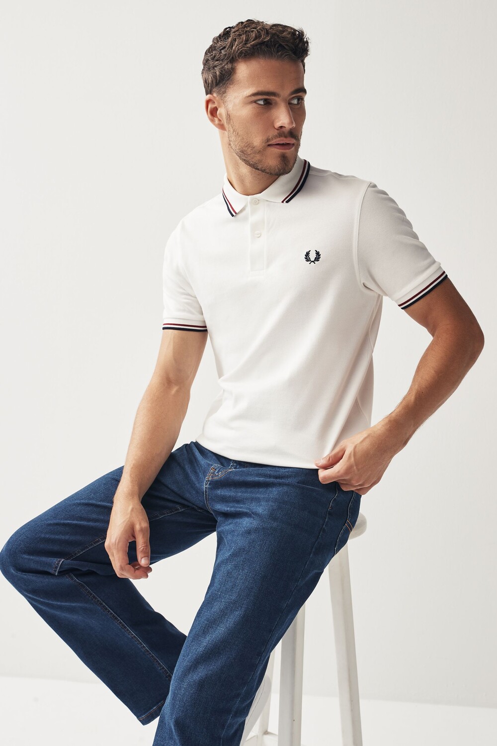 

Мужская рубашка-поло с двойными полосками Fred Perry, синий