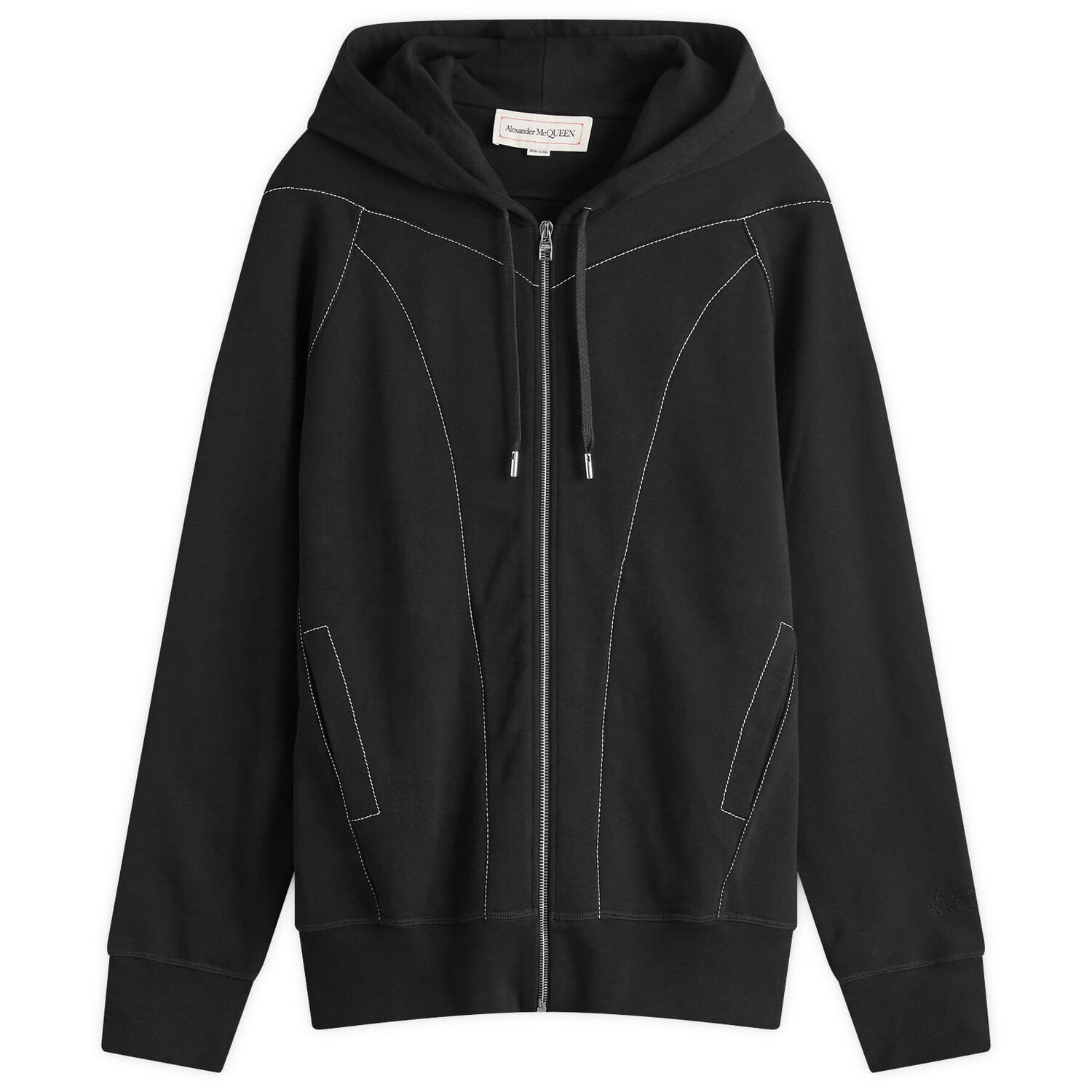 

Худи Alexander Mcqueen Contrast Stitch Zip Hoodie, черный