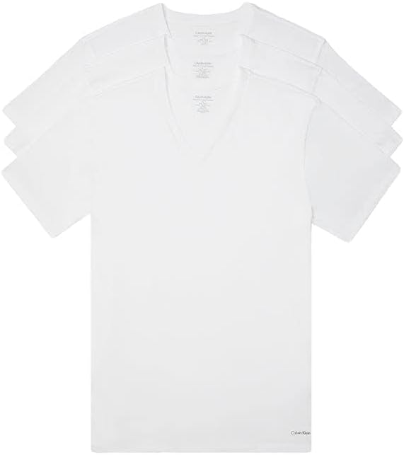 

Комплект из 3 мужских классических хлопковых маек Calvin Klein, 3 Classic White Vneck