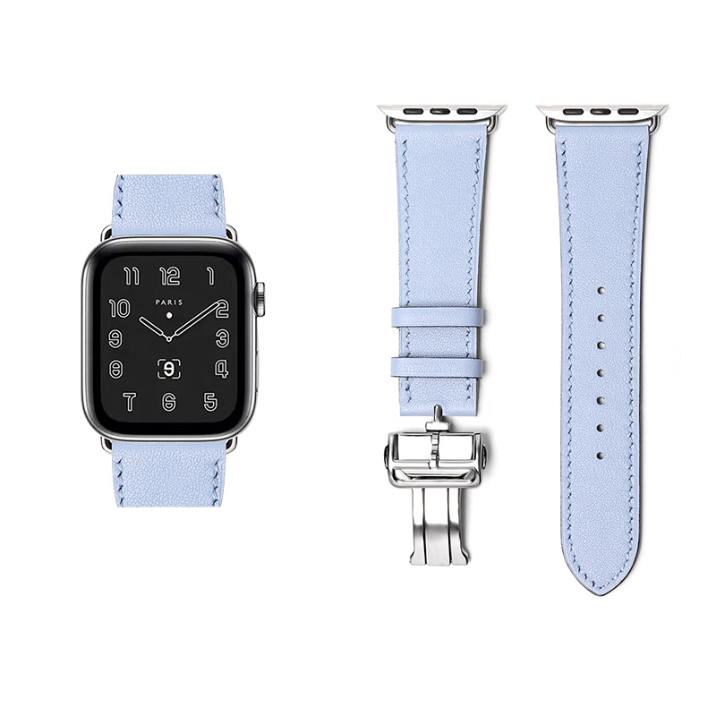 

Vobafe Часы Strap Apple Compatibility Cowhide Leather Material 43mm, Imported Swift cowhide ★ flax blue