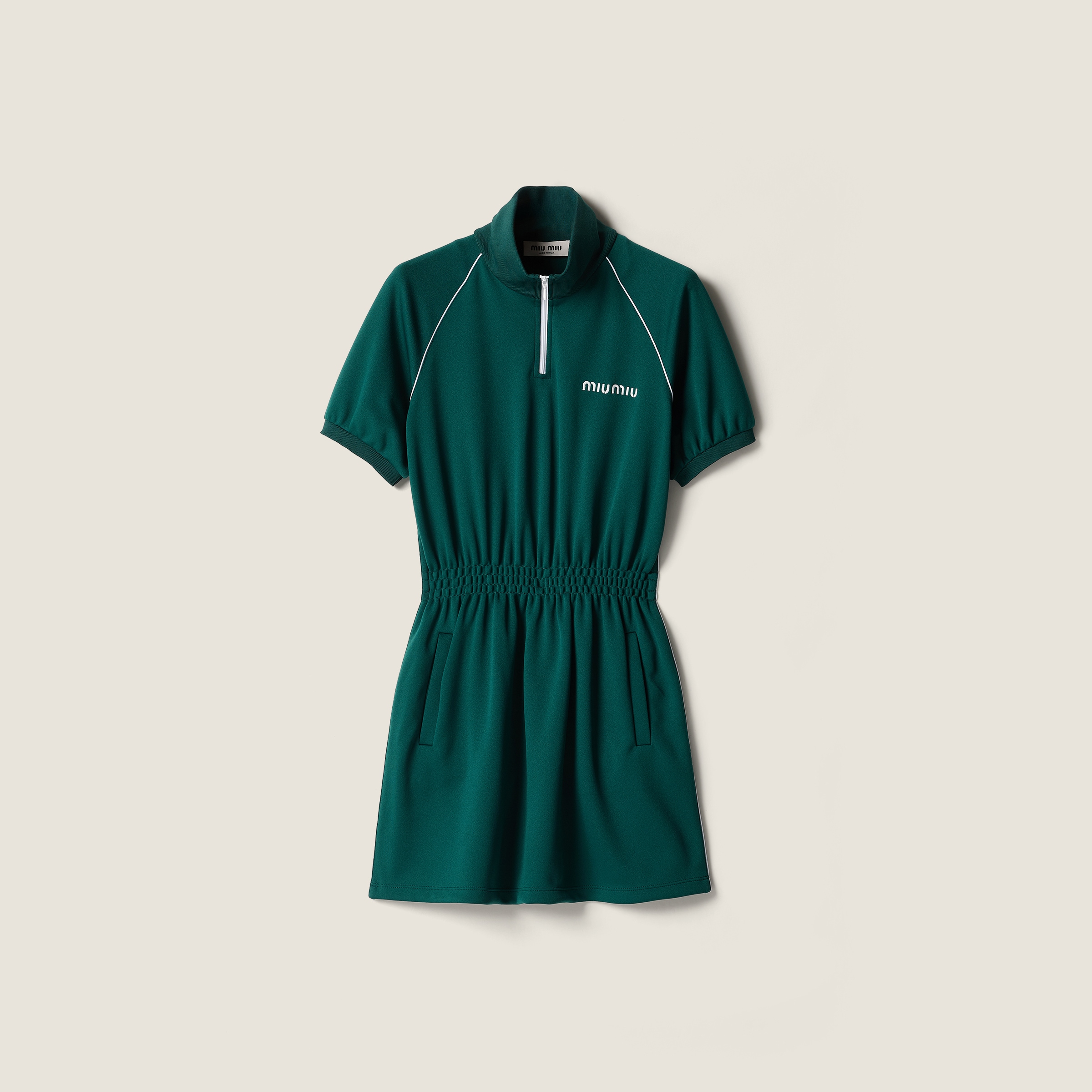 

Мини-платье из технического джерси MIU MIU, зеленый