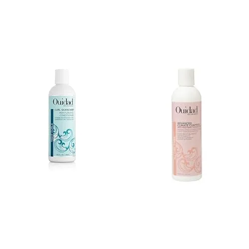 Набор Ouidad Curl Care Duo: увлажняющий кондиционер Curl Quencher и кондиционер Advanced Climate Control Defrizzing Conditioner - по 240 мл каждый, подходит для всех типов кудрей.